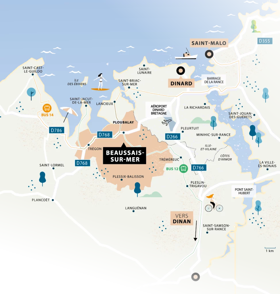 Carte illustrée de Beaussaie-sur-mer